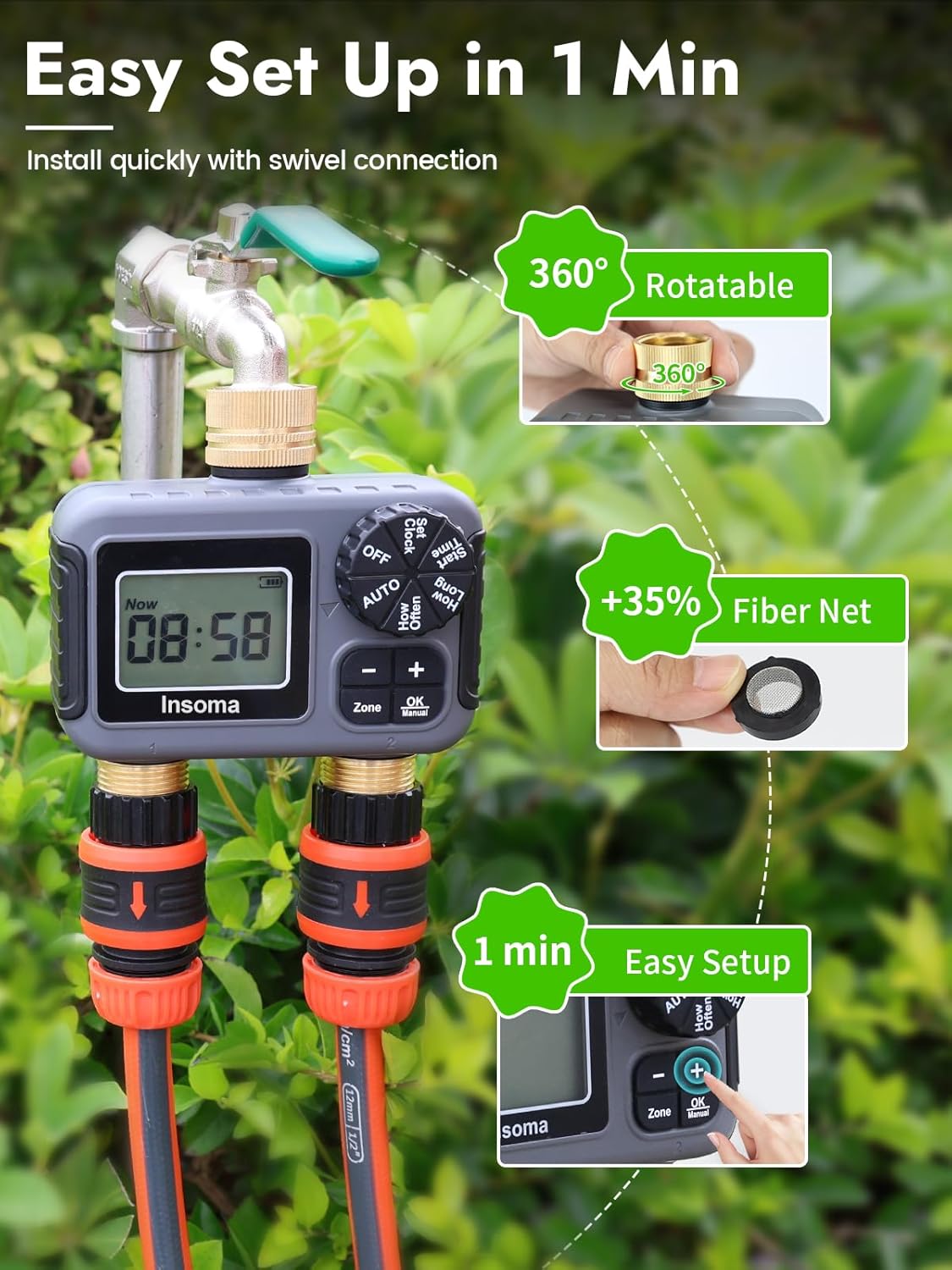 Sistema de irrigação inteligen - Timer Dual Outlet avaliação e preço